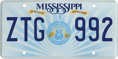 MS license plate ZTG992