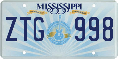 MS license plate ZTG998