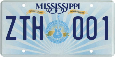 MS license plate ZTH001