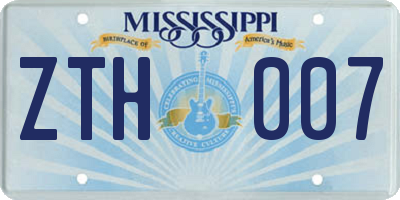 MS license plate ZTH007