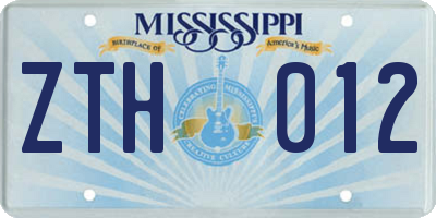 MS license plate ZTH012