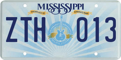 MS license plate ZTH013