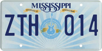 MS license plate ZTH014