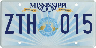 MS license plate ZTH015