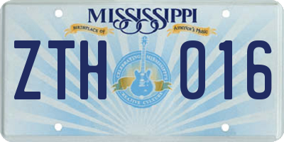 MS license plate ZTH016