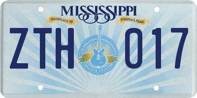 MS license plate ZTH017