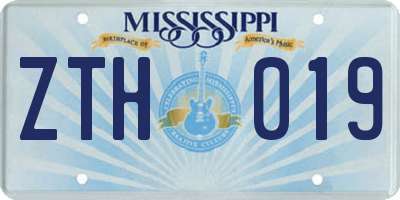 MS license plate ZTH019