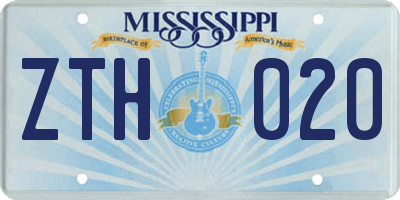 MS license plate ZTH020