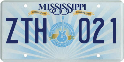 MS license plate ZTH021