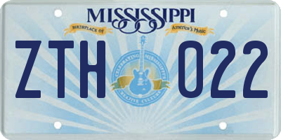 MS license plate ZTH022