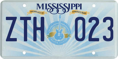 MS license plate ZTH023