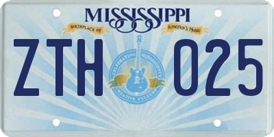 MS license plate ZTH025