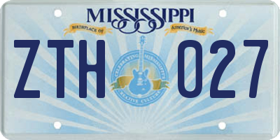 MS license plate ZTH027