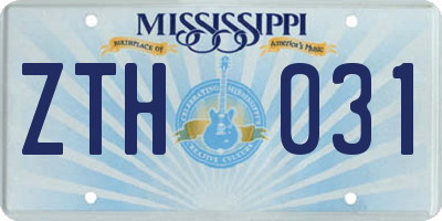 MS license plate ZTH031