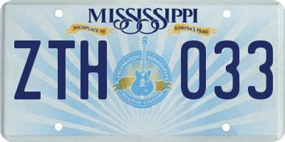 MS license plate ZTH033