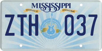 MS license plate ZTH037