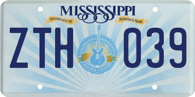 MS license plate ZTH039