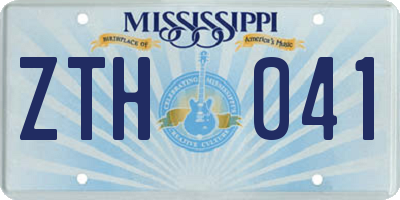 MS license plate ZTH041