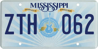 MS license plate ZTH062