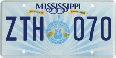 MS license plate ZTH070