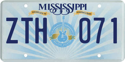 MS license plate ZTH071