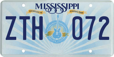 MS license plate ZTH072