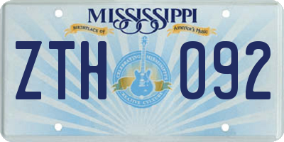 MS license plate ZTH092