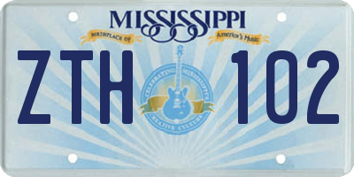 MS license plate ZTH102