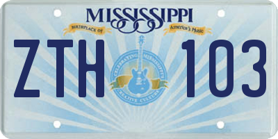 MS license plate ZTH103
