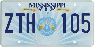 MS license plate ZTH105