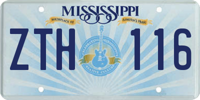 MS license plate ZTH116