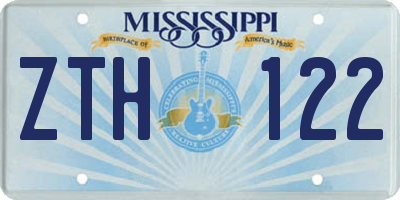 MS license plate ZTH122