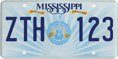 MS license plate ZTH123