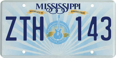 MS license plate ZTH143