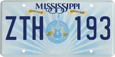 MS license plate ZTH193
