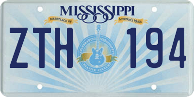 MS license plate ZTH194
