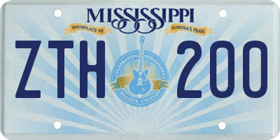 MS license plate ZTH200