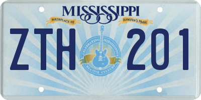 MS license plate ZTH201