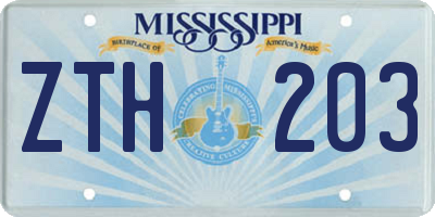 MS license plate ZTH203