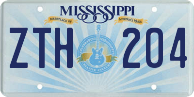 MS license plate ZTH204