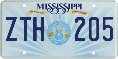 MS license plate ZTH205