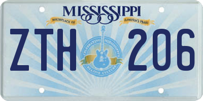 MS license plate ZTH206