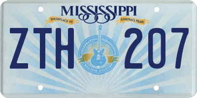 MS license plate ZTH207