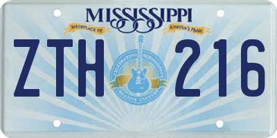 MS license plate ZTH216