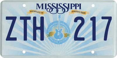MS license plate ZTH217