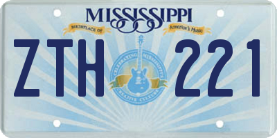 MS license plate ZTH221