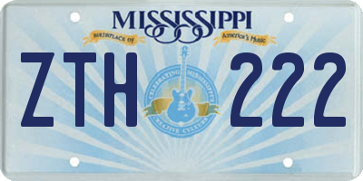 MS license plate ZTH222