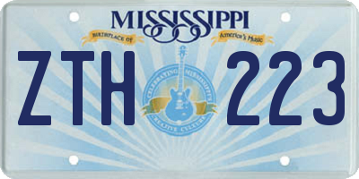 MS license plate ZTH223