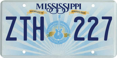 MS license plate ZTH227