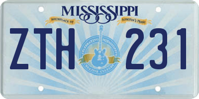 MS license plate ZTH231